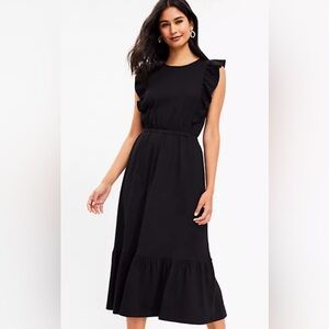 J Crew Black All Cotton Midi Dress
